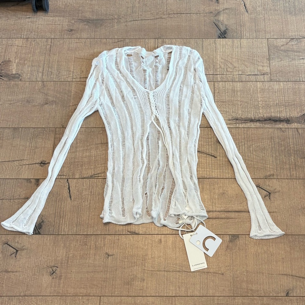 White Sheer Knit Top -  NWT